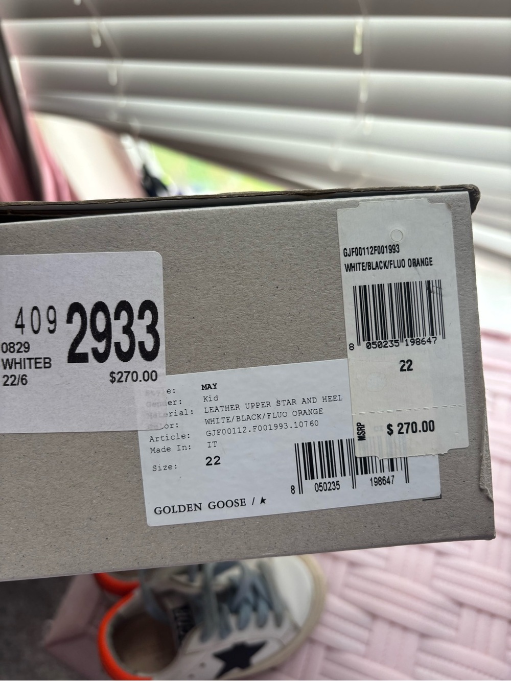 Golden Goose White Sneakers with Black Star and Orange Heel